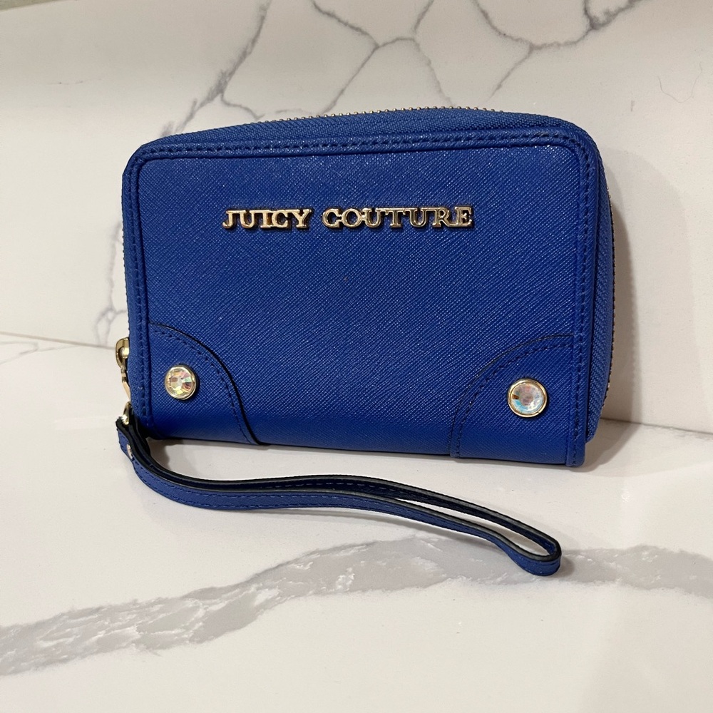 Juicy Couture Blue Wallet with Gold Zipper